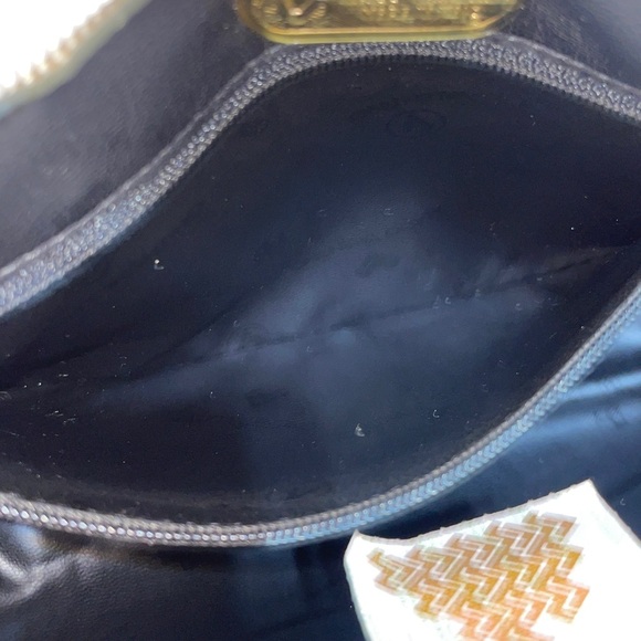 Mario Valentino White Textured Clutch with Gold Accents - Picture 14 of 15